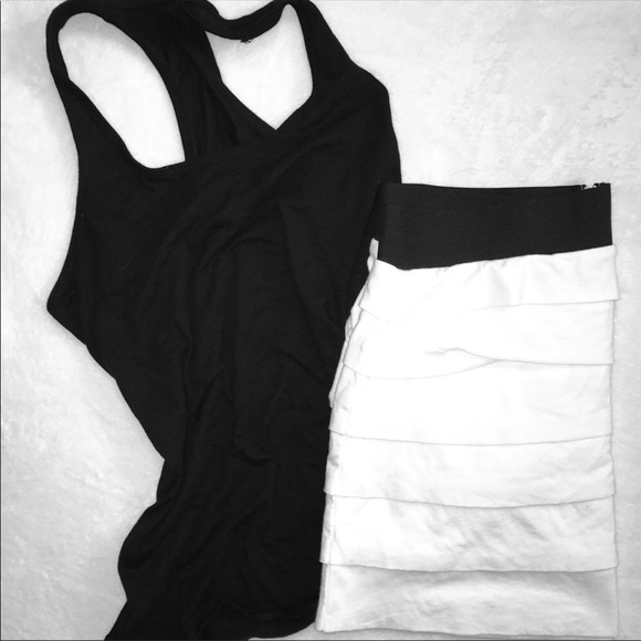 EXPRESS Cotton Layered Mini Skirt - Picture 2 of 3